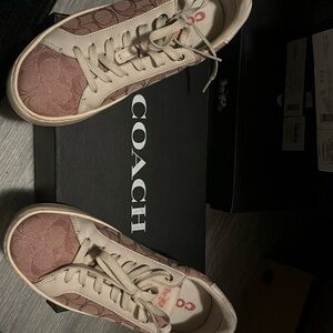 Pink signature Coach sneakers